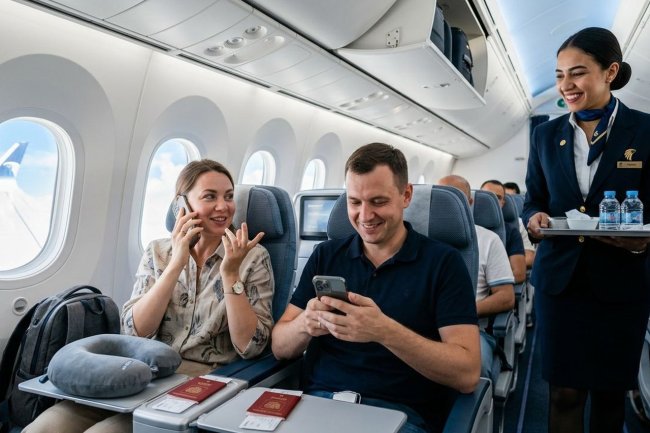 На рейсах EgyptAir заработала связь: 2 часа бесплатных звонков из облаков