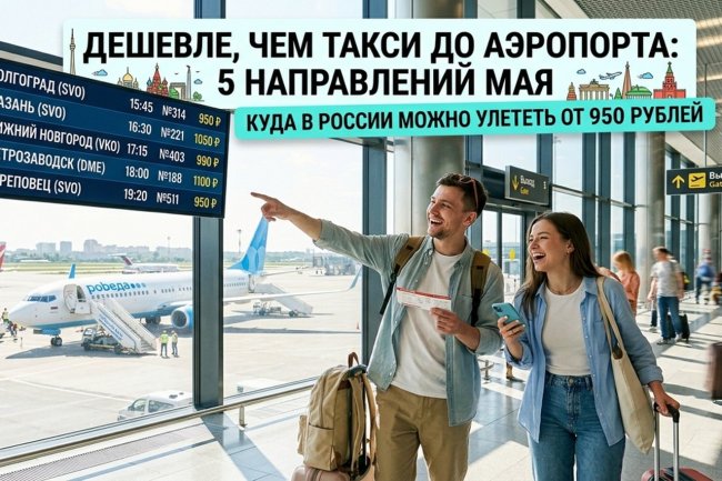 Дешевле, чем такси до аэропорта: 5 направлений мая, куда можно улететь от 950 рублей