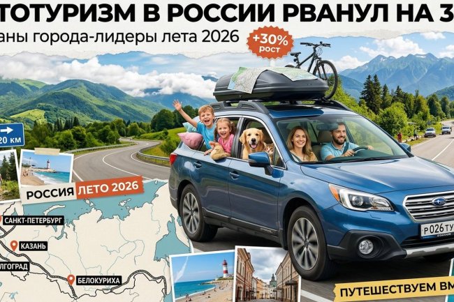 Автотуризм в России рванул на 30%: названы города-лидеры и цены на жилье летом 2026