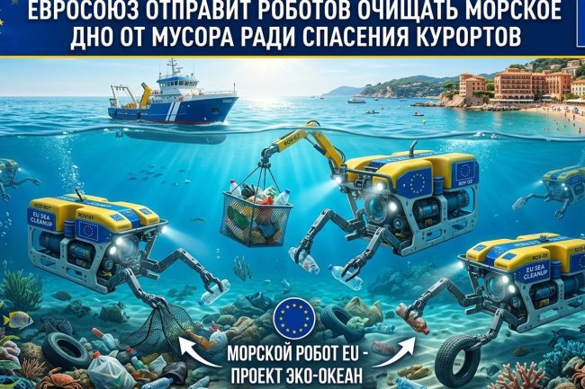 Евросоюз отправит роботов очищать морское дно от мусора ради спасения курортов