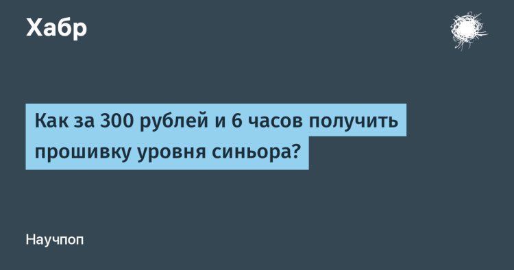 Как за 300 рублей и 6 часов получить прошивку уровня синьора?