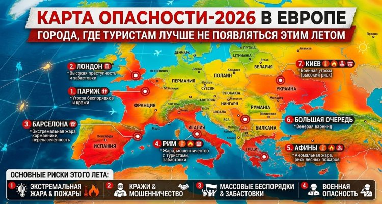Карта опасности-2026: названы города, где туристам лучше не появляться этим летом