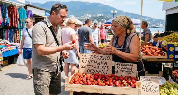 «Жесткая как огурец»: туристов на рынках Крыма предупредили о подделке клубники